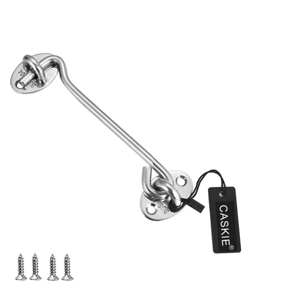 6 inch Stainless Steel 304 Heavy Duty Cabin Hook and Eye Lock for Shed, Gate or Garage Door - CASKIE — image 1
