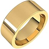 Sonia Jewels Solid 14k Yellow Gold 8mm Flat Comfort Fit Wedding Band Ring Classic Plain Traditional - Size 8
