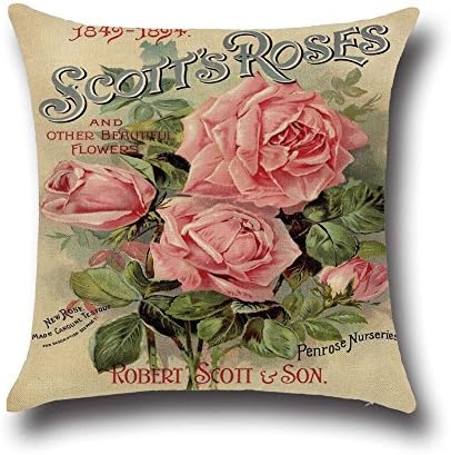 18 X 18 Inch Throw Pillow- Cotton Linen Square Decorative Throw Pillow Covers Zippered Cushion Cover for Sofa(Rose)¡­