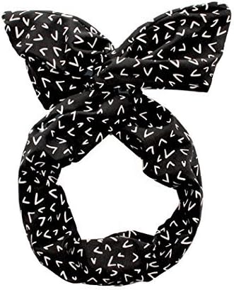 Twist Hair Scarf - Screenprinted Wire Headband - White Checkmarks on Black
