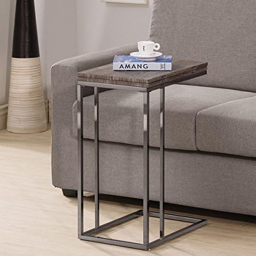 Generic Weathered Grey Finish Expandable-side End Table, Expands From 12" to 24"