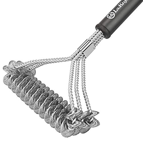 LauKingdom Grill Brush,Stainless Steel ~Bristle Free BBQ Grill Brush, Great Grilling Accessories Gift