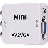 Mini VGA to Video Converter, Composite AV to VGA Adapter, TV SetTop Box Audio Video Converter (White)