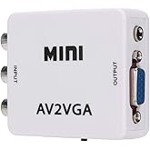 Mini VGA to Video Converter, Composite to VGA Adapter, TV SetTop Box Audio Video Converter (White)