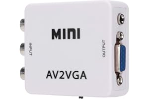 DIYEENI Mini VGA to Video Converter, Composite to VGA Adapter, TV SetTop Box Audio Video Converter (White)