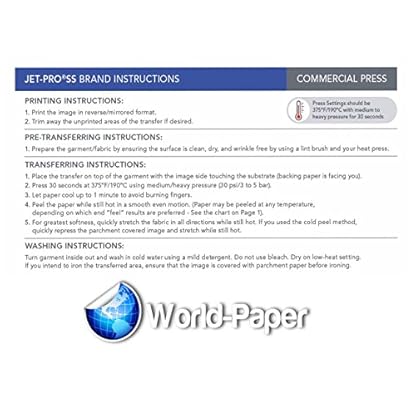 INKJET TRANSFER FOR WHITE FABRIC: IRON-ON "JET PRO SOFT STRETCH" (8.5"x11") 50Pk :) - Image 5