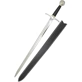Medieval Warrior Knights Templar Long Sword with Sheath Steel Guard, Leather Wrapped Handle