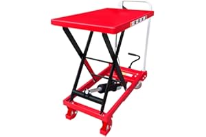 Premium Scissor Lift Table Cart, 500 lb. Cap, 27.75" L x 17.75" W, 8.25" - 28.5" H, Pake Handling Tools (Premium 500lbs Lift Cart)
