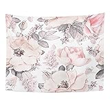 Emvency Tapestry Pink Grey Flowers and Leaves