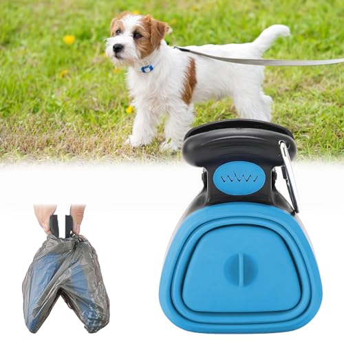 フンキャッチャー ペット用 うんち袋付き 犬 猫 散歩 ペット衛生用品 手を汚さない 挟むだけ フン処理袋 携帯便利 折り畳み 軽量 使いやすい ブルー
