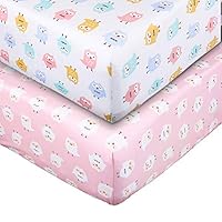 UOMNY Crib Sheet Set 100% Natural Cotton Fitted Crib Sheets Baby Sheet Set Fitted Standard Crib Sheet and Toddler mattresses Nursery Bedding Sheet Crib Mattress Sheets for Boys and Girls 2 Pack owI
