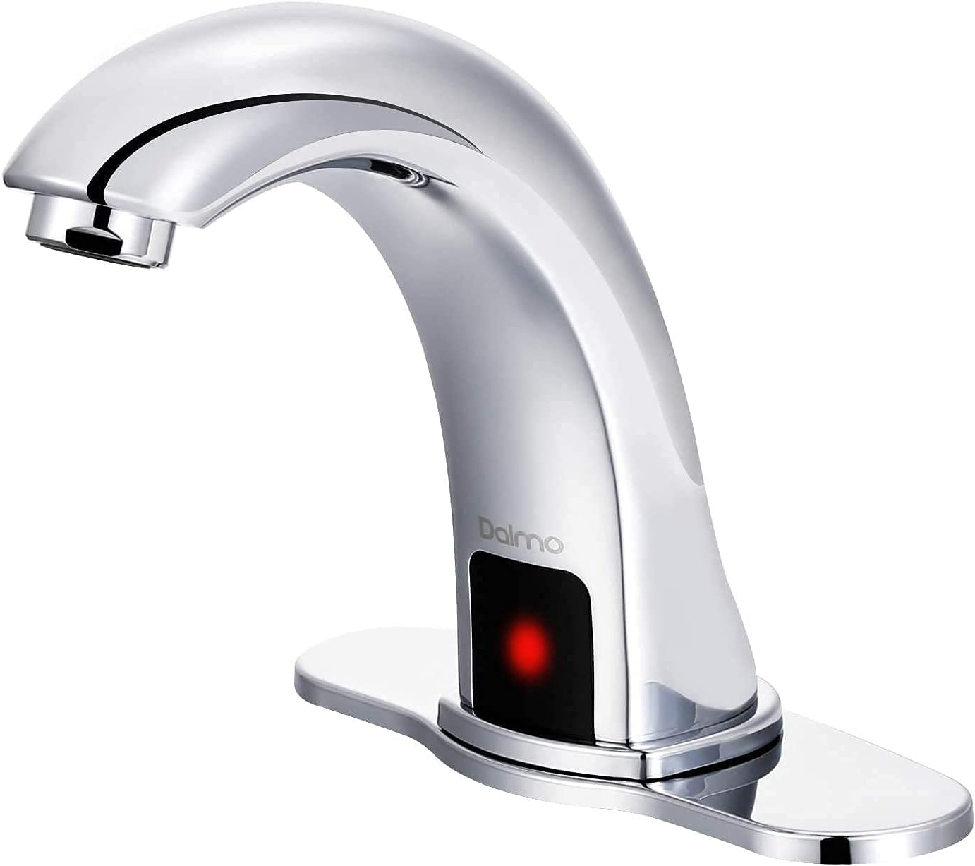 Dalmo Automatic Sensor Touchless Bathroom Sink Faucet with Hole Cover Plate, Chrome Hands Free Bathroom Water Tap with Control Box and Temperature Mixer, 1-Hole/3-Hole Vanity Faucet, Battery Powered: Home Improvement