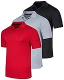 Real Essentials 3 Pack Mens Dry Dri Fit Polo Shirt