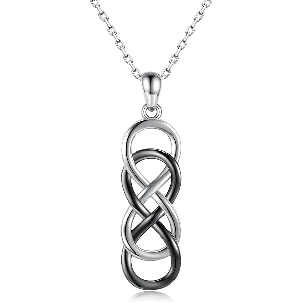 Infinity Symbol Necklace .925 Sterling Silver with Round Rolo Chain 18 Length