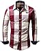 JoJoJoy Men's Casual Long Sleeve Plaid Button Down Shirt Contrast Color Block Pattern
