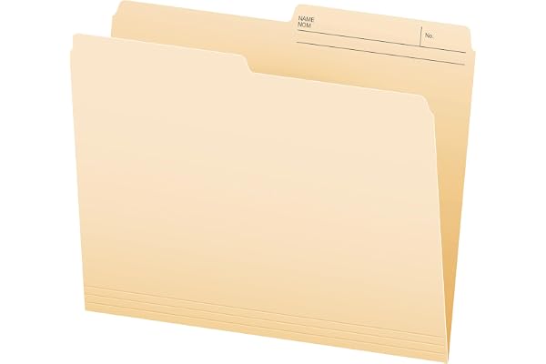 Pendaflex File Folders, Legal Size, 1/2 Cut Tab, Manila, Durable Paper Construction, Reversible Design, 10-Pack, for Office o