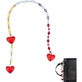 Tinoaly Red Heart Bag Chain Charm, Beaded Pendant Hanging Accessory for Purse Handbag Phones Cute Keychain Charm for Women