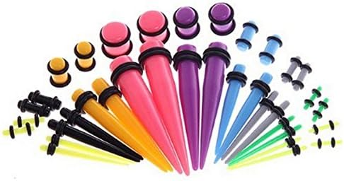 Wandofo 36pcs Ear Piercing Gauge Tunnel Taper Plug Stretching Kit 14G-00G Acrylic Colorful