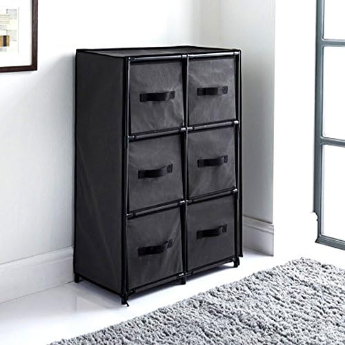 Canvas 6 Chest of Drawer Bedroom Furniture Storage Cabinet Unit Organiser Toys Grey by shoppingzoneplus