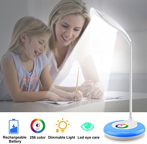 Kids Desk Lamps,Wireless Rechargeable Light Table Lamp,Color Changing Eye-Caring Led Light Desk,Flexible Gooseneck Led Desk Lamp,3 Brightness Levels Night Light For Office Girls Boys