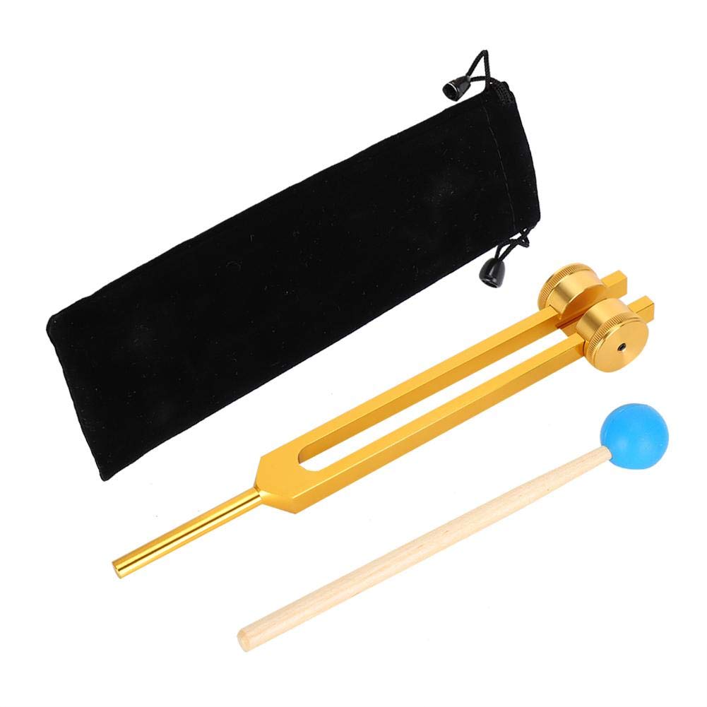 AMONIDA 3-Piece Aluminum Alloy 111HZ Frequency Tuning Fork Yoga Meditation Tuning Energy Fork with Hammer, Gold, Approx. 23.5 x 4.1cm / 9.3 x 1.6in