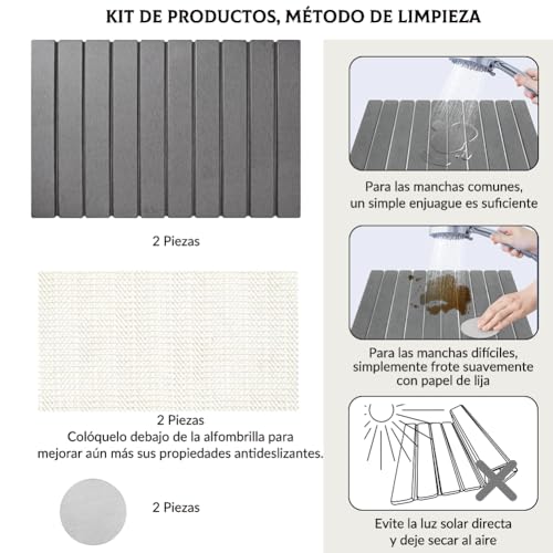 TQHVAF 2 Piezas,Tapete de Baño de Piedra de Diatomita,Tapete Ultra Absorbente de Diatomita,Tapete para Baño Antiderrapante,Secado Rápido y Fácil de Limpiar,Tapete Absorbente Aptas para Cocinas y Baños
