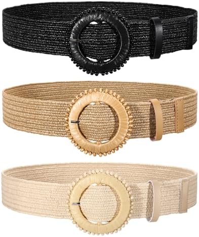 Straw Woven Elastic Waist Belt Boho Rattan Raffia Stretchy Wide Belt Adjustable INSPIRE CHIC Women main image 4