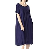 Lu's Chic Women's Plus Nightgown Short Sleeve Sleepwear Summer Pajama Dress Nightwear