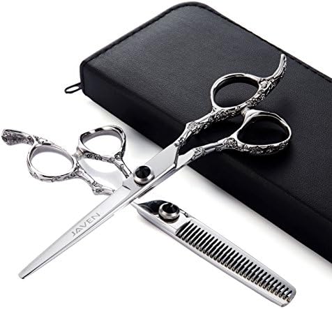 Professional Hair Scissors Set,6 Inch Hair Cutting Shears / Hair Thinning Shears,Barber Hair Scissor Styling Tool Germany Stainless Steel Hairdressing Hair Stylist Scissors Regular Flat Teeth Blades