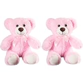 SHAFISH Plush Teddy Bear Stuffed Animal Bear, Plush Doll Gift for Kids and Girls, Party Home Decoration 13.8 Inches(Pink+Pink