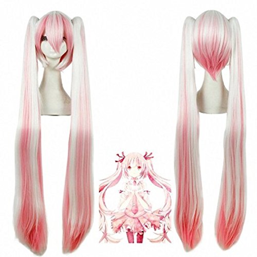 EZ2WORLD Sakura Vocaloid Miku Hatsune Sakura White Mix Pink Cosplay Wig
