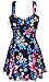 HengJia Women's Elegant Crossover One Piece Swimdress Skirted Bottom Swimsuit (FBA) Sakura Floral Print 2XL(US6-8)