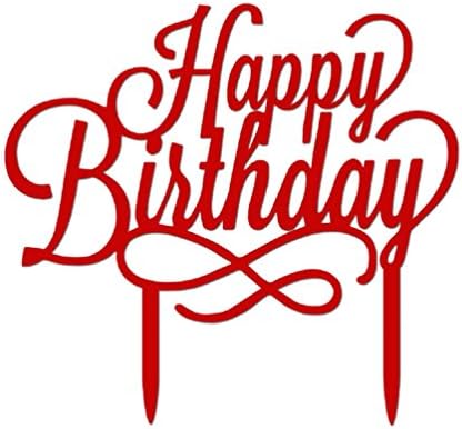 Happy Birthday Acrylic Cake Toppers Glitter Party Decorations (CP12 5.3 * 6.3 inch, Red)