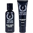 ZEUS Travel Size Beard Wash & Beard Conditioner Set for Men – Soften, Hydrates & Moisturizes - MADE IN USA (Sandalwood)