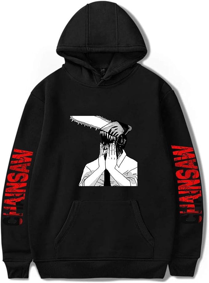KEXSMFY Chainsaw Man Anime Hoodie Women/Men Printed Long Sleeve Hooded Sweatshirt Casual 