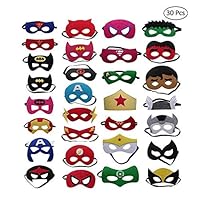 QTFHR Party Masks for Children 30 Piece Superhero Masks Perfect for Children Aged 3+