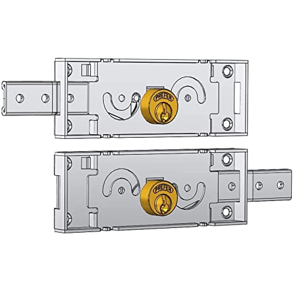 Side Locks Pair for Damper Art. a711.0 A mandata Brass Cylinder.Included Two Keys. Galvanised Finish. MM 155 x 55 Box.