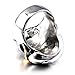 Men's Vintage Smoking Pirates Skull Glasses Gothic Biker Classic Stainless Steel Ring ,Silver Red Gold