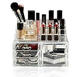 Unique Home Acrylic Jewelry and Cosmetic Storage Makeup Organizer, 4 Drawer Set
