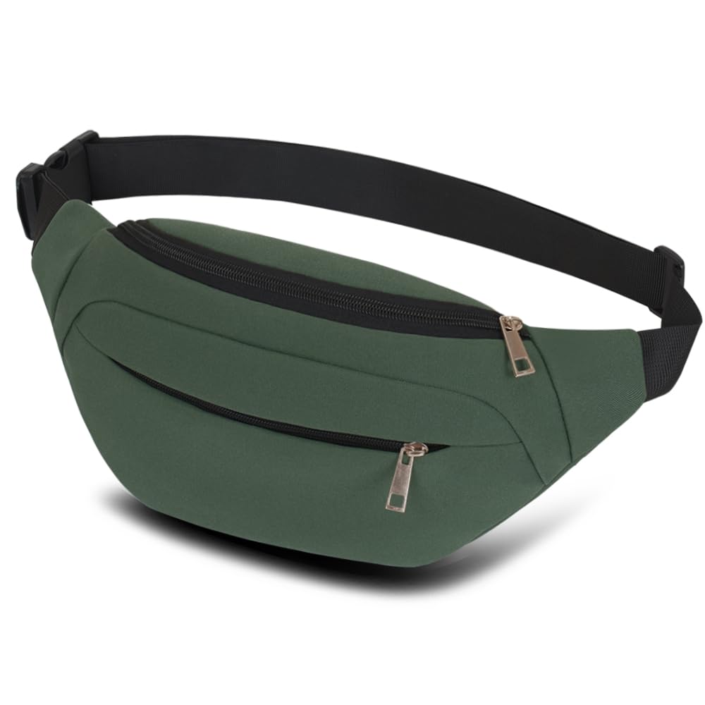 Bumbags and Fanny Packs for Men Women Hiking Running Travel Waterproof Waist Bag Walking Dog Outdoor Sport for Ladies Boys (Olive1)