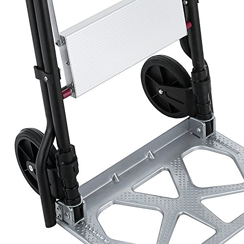 Mophorn Aluminum Hand Truck 2 In 1 Step Ladder Folding Cart Dolly 175 LBS Step Ladder Hand Cart