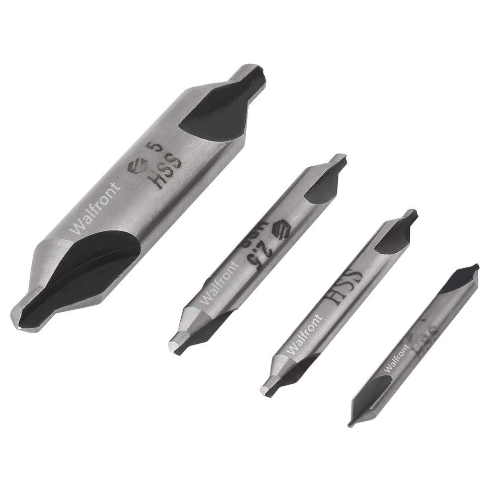 4pcs 1/2/2.5/5mm 60 Degree Stainless Steel Center Drill Bits Set HSS Countersink for Lathe Mill Metal Processing Combined Centre Drill