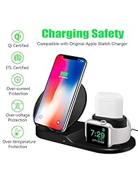 Cargador inalámbrico, compatible con iPhone One Charger, estación de carga 3 en 1 de repuesto para iPhone One XS X Max XR X 8 8Plus Watch (BLC)