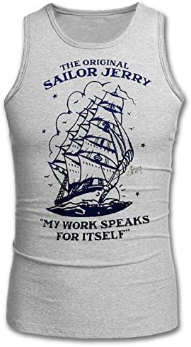 Neimosack Mens Sailor Jerry Fashion Sleeveless Shirts Tank Top (Grey, Medium)