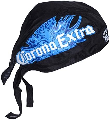 Corona Extra Beer Black &amp; Blue Mesh Lined Doo Rag Skull Cap