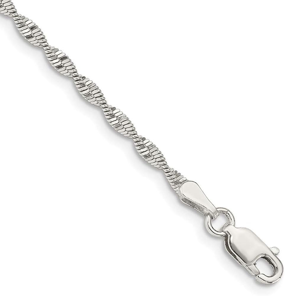 Sterling Silver 2mm Twisted Herringbone Chain 7in 2mm style