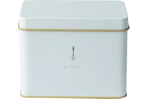 Recipe Tin in Blue | Classic and Neutral | Includes 25 Blank Recipe Cards | Gold Metallic Interior | Whisk Design Printed | M