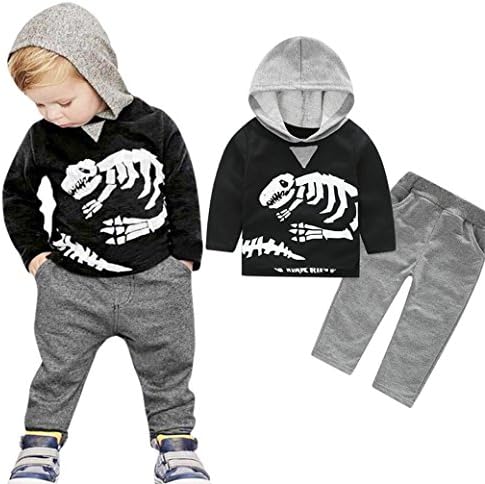 Baby Clothes, TRENDINAO Newborn Boys Girls Dinosaur Bones/Camouflage Hooded Tops+Pants