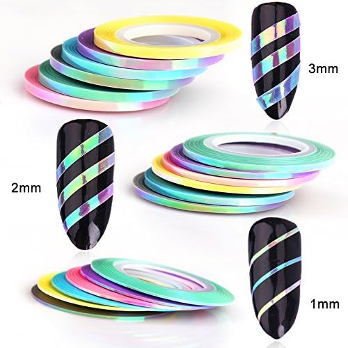 QIMEIYA 18 PCS Nail Striping Tape Line Mermaid Candy Color 1mm 2mm 3mm Adhesive Sticker DIY Nail Art Tools Decals Manicure Decoration