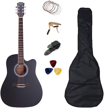 41 Inch Acoustic Guitar Case With Picks - Amazon Com 41 Inch Acoustic Guitar Set Full Size Cutaway Folk Guitar Bundles With Bag Pick Capo Strings Rosefinch Wooden Guitar For Beginners Adult Black Musical Instruments
